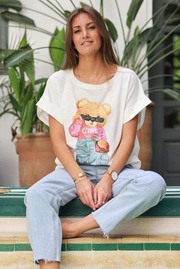 White Cool Bear Cotton Jersey Tee