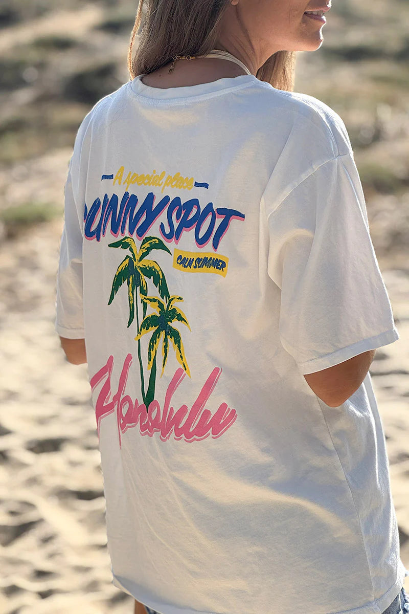 White Honolulu Screen Print Tee