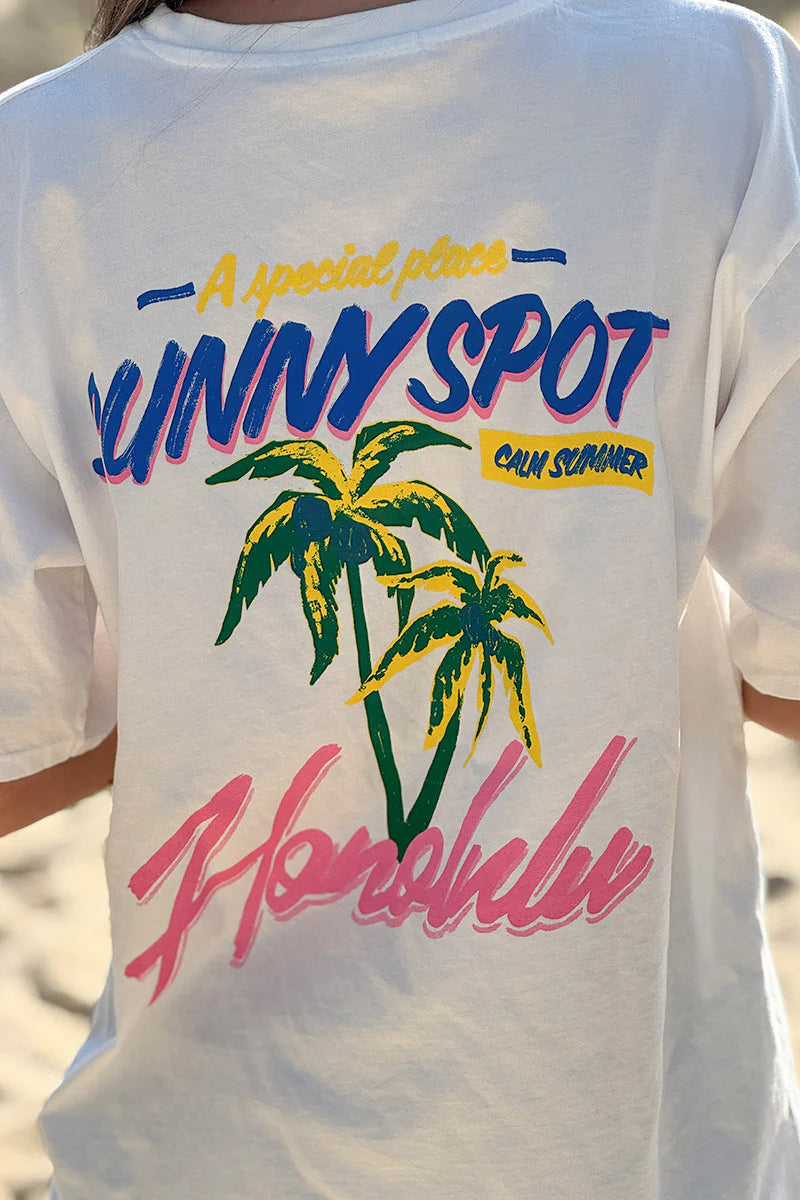 White Honolulu Screen Print Tee
