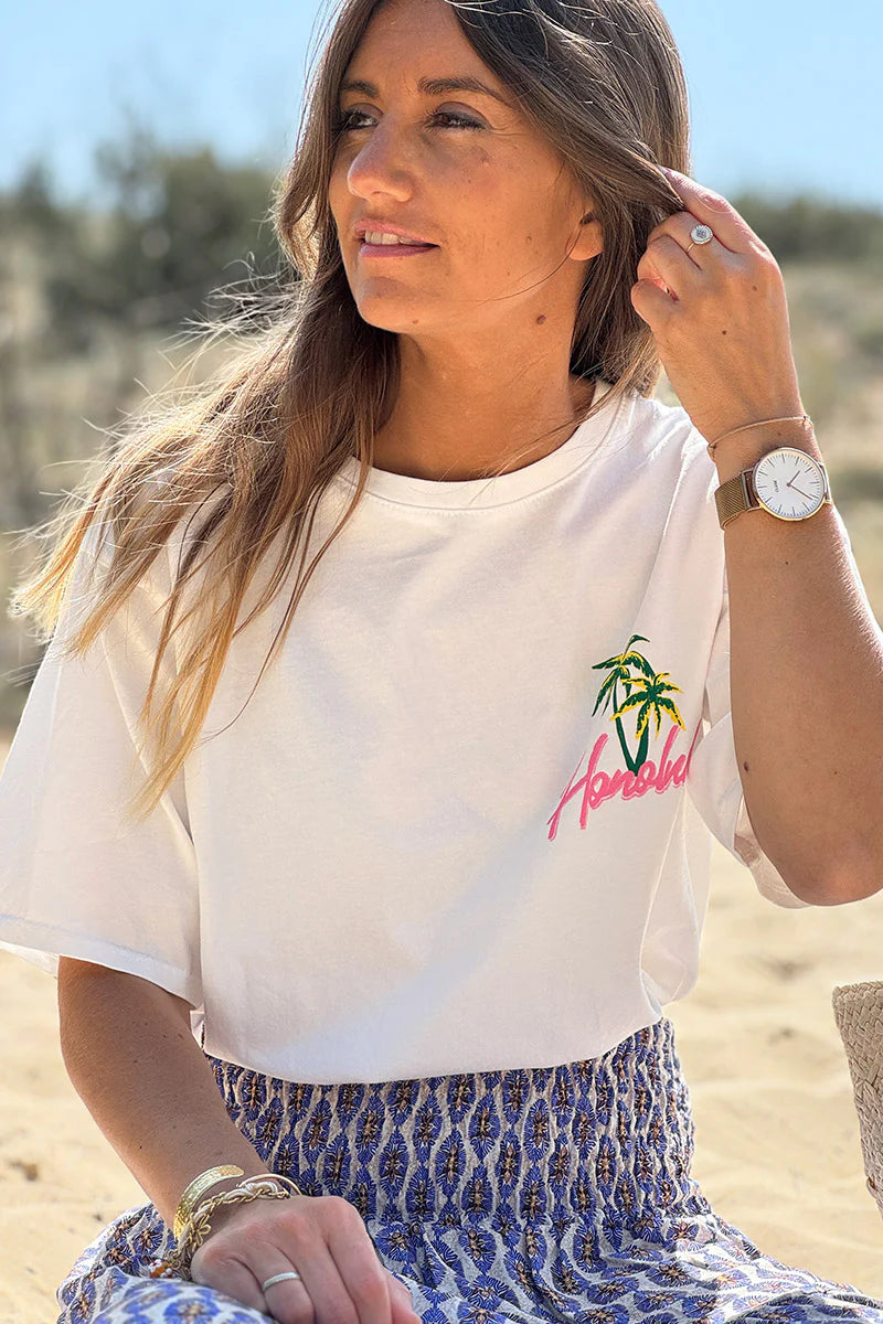White Honolulu Screen Print Tee