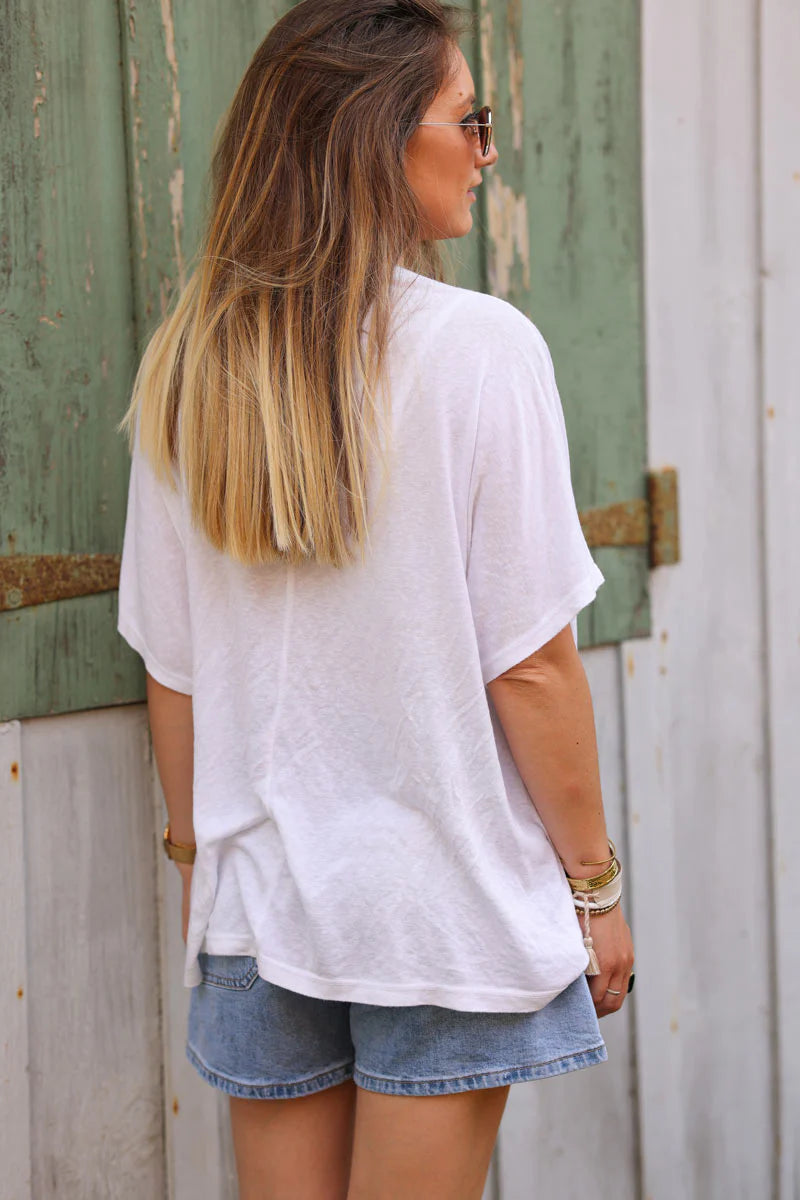 White Relaxed Fit Batwing Super Soft T-shirt