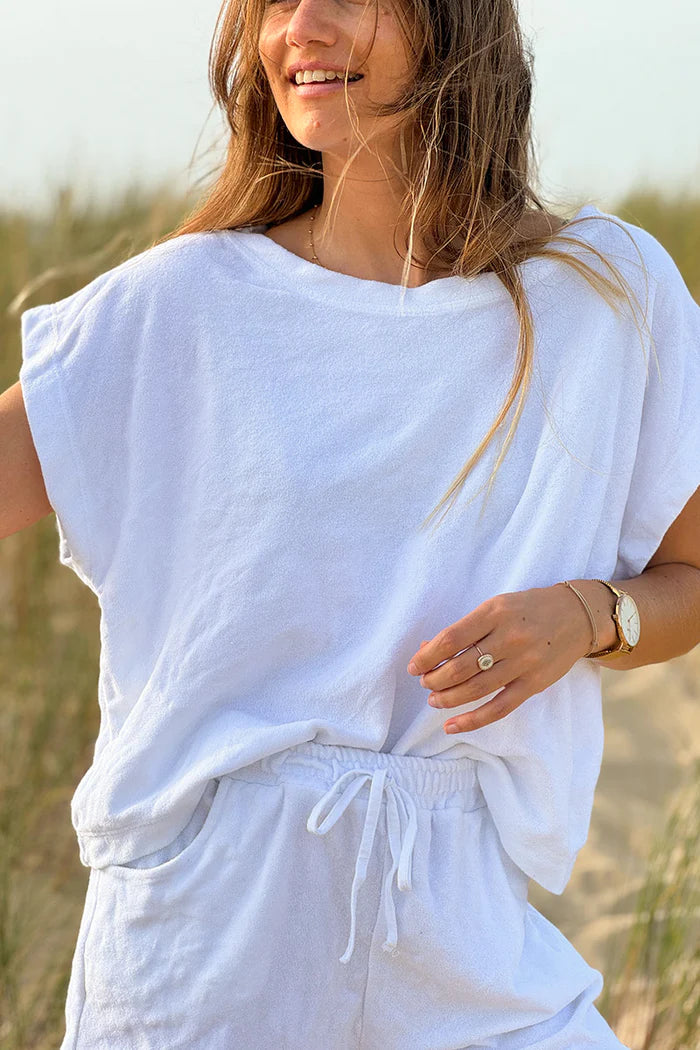 White Terry Cloth Tee