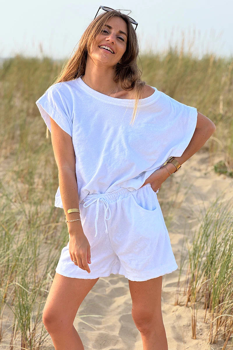 White Terry Cloth Tee