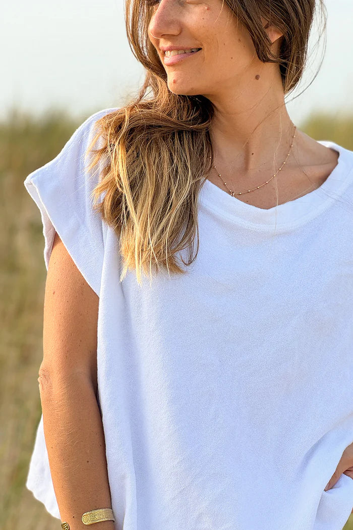 White Terry Cloth Tee