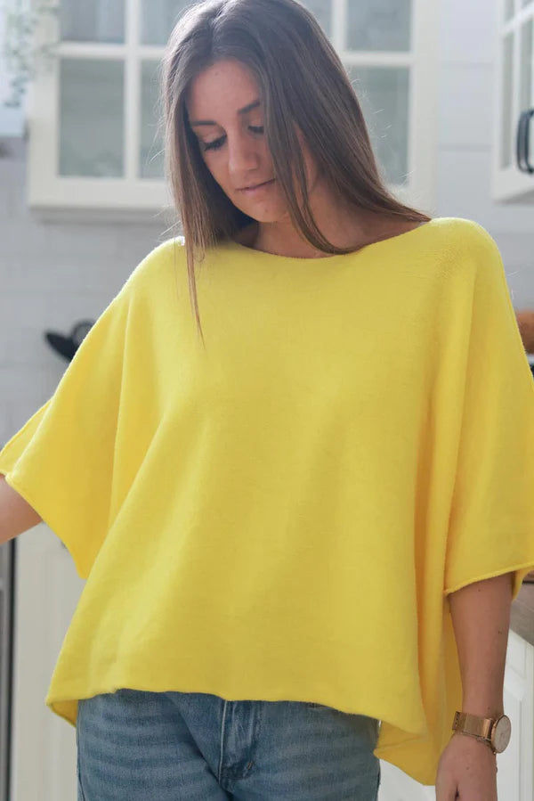 Yellow Knit Batwing Blouse