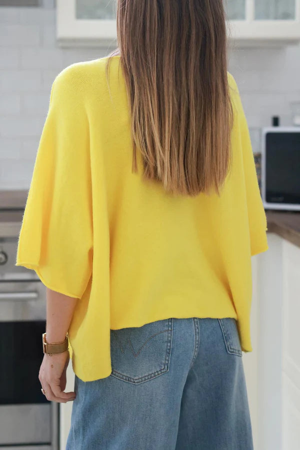 Yellow Knit Batwing Blouse