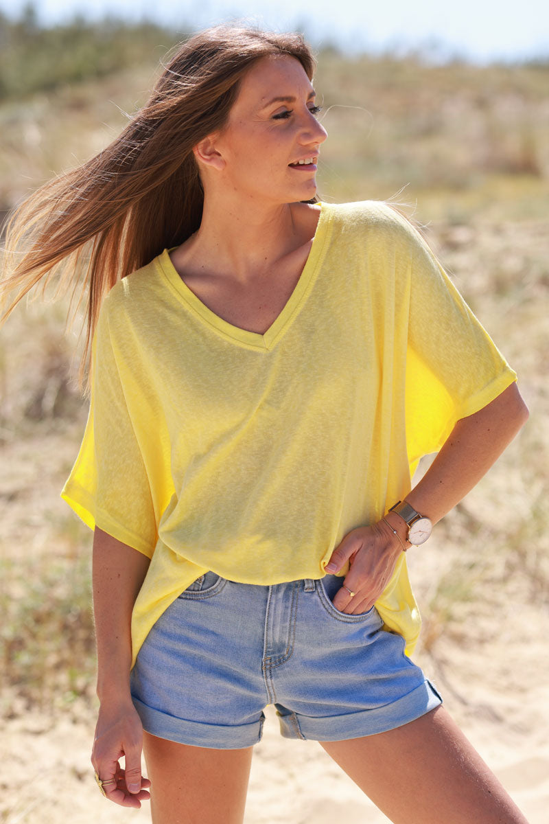 Yellow Relaxed Fit Batwing Super Soft T-Shirt