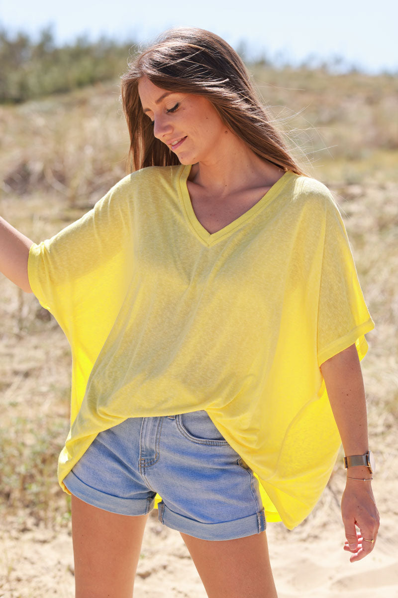 Yellow Relaxed Fit Batwing Super Soft T-Shirt