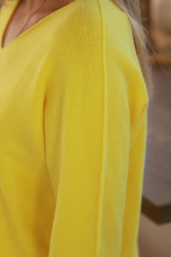 Yellow ultra-soft, Viscose Blend V-Neck Sweater